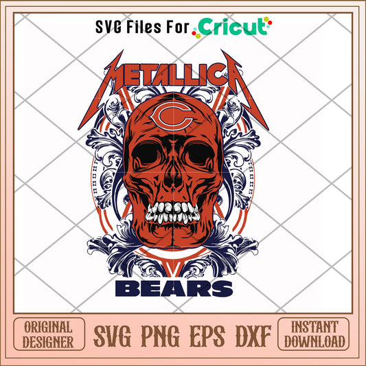 Skull metallica Chicago Bears svg, Skull svg, new nfl svg