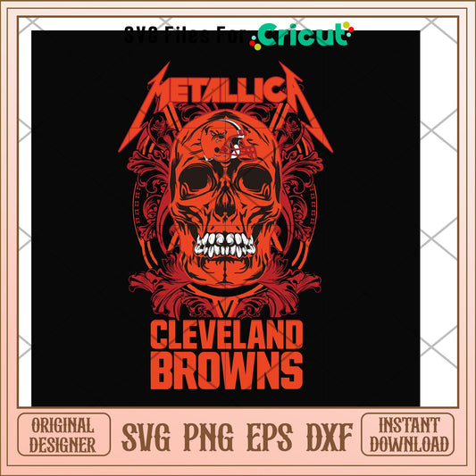 Skull metallica Cleveland Browns svg, Skull svg, new nfl svg