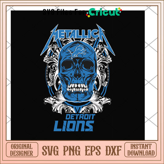Skull metallica Detroit Lions svg, Skull svg, new nfl svg