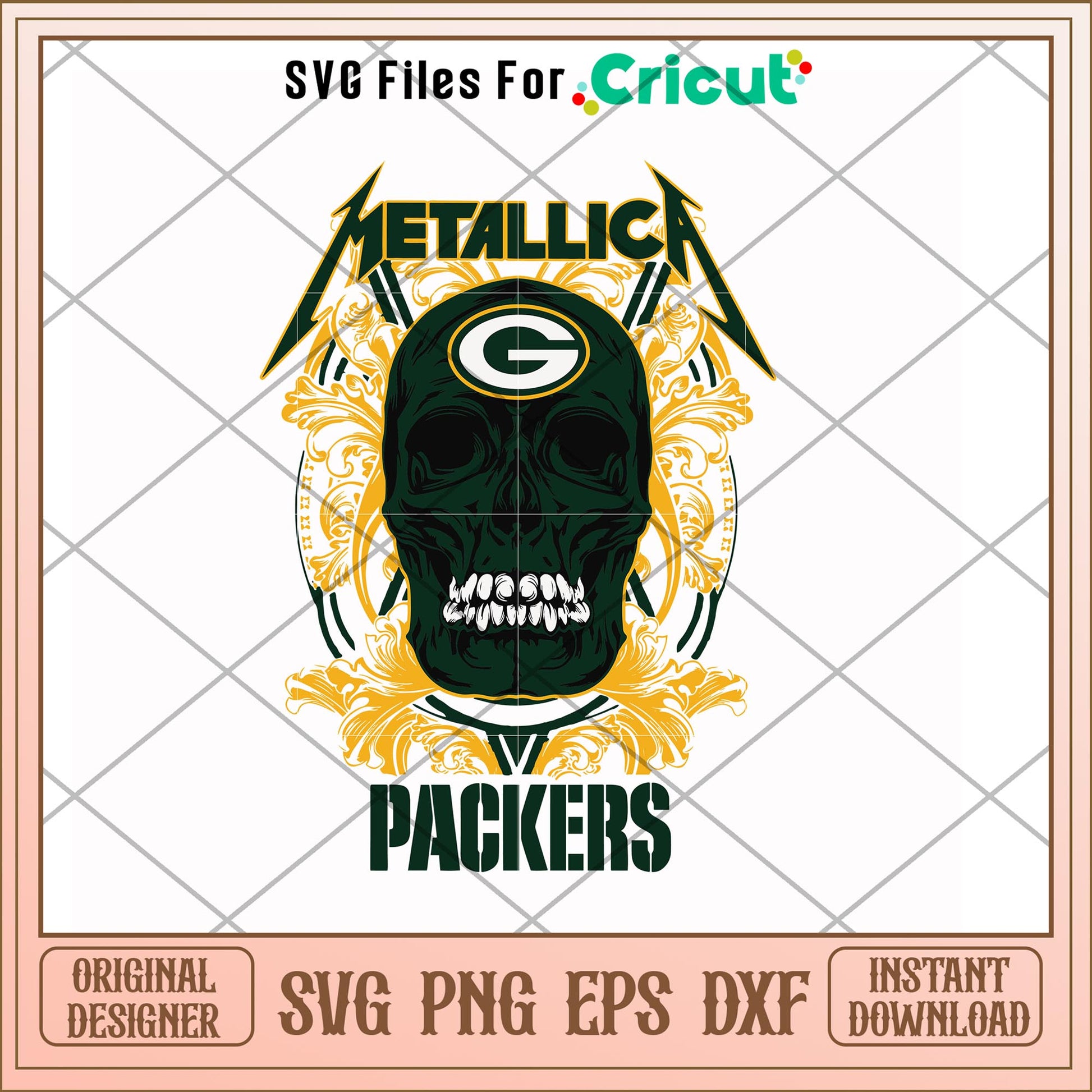 Skull metallica Green Bay Packers svg, Skull svg, new nfl svg