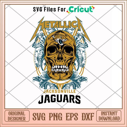 Skull metallica Jacksonville Jaguars svg, Skull svg, new nfl svg