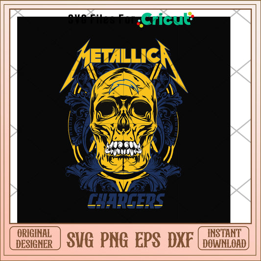 Skull metallica Los Angeles Chargers svg, Skull svg, new nfl svg