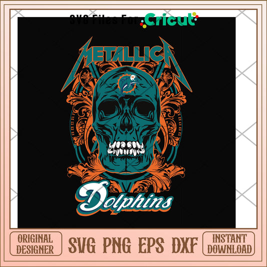 Skull metallica Miami Dolphins svg, Skull svg, new nfl svg