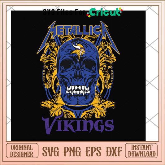 Skull metallica minnesota viking svg, Skull svg, new nfl svg