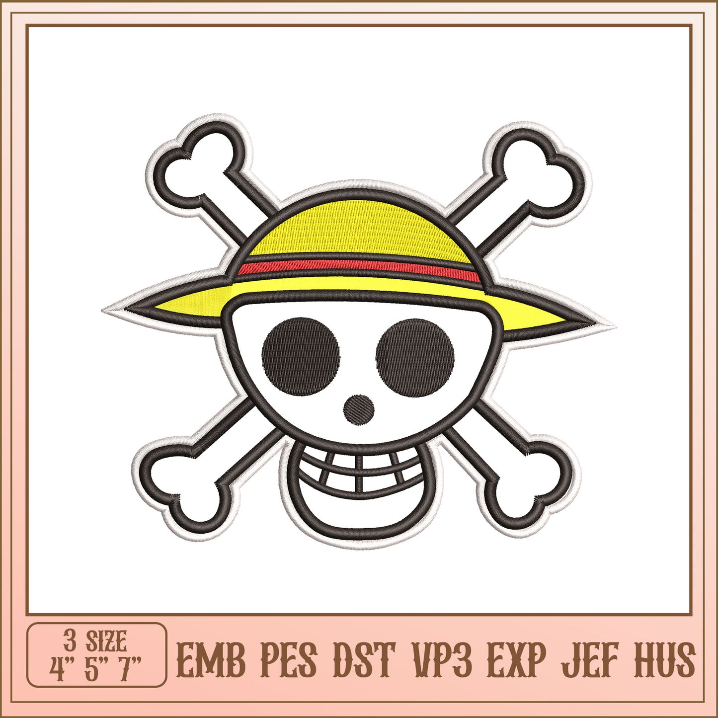 Skull and Crossbones Embroidery Design for Crafting Projects