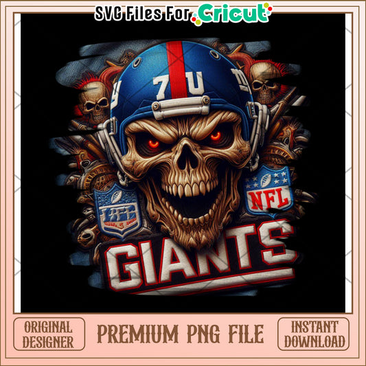 Skull with Helmet Design for NFL Fans, Downloadable PNG File