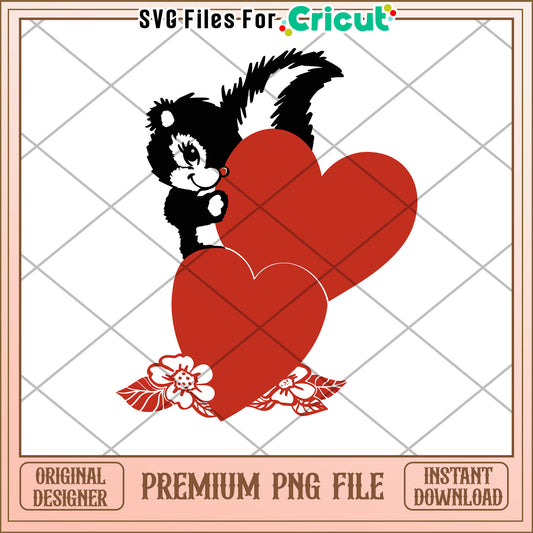 Skunk Valentines PNG Sublimation Design