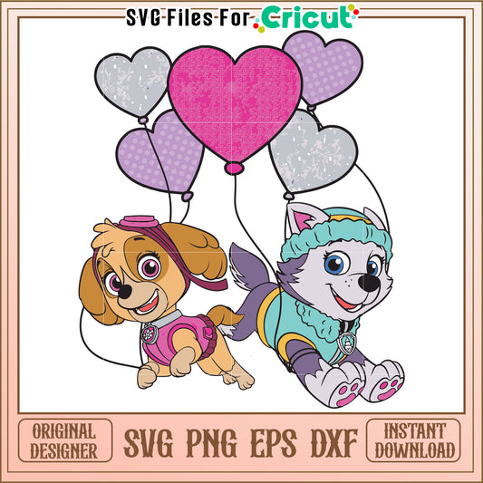 Skye and everest svg, paw patrol toys svg, cute dogs cartoon svg