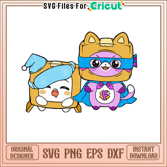 Sleepy and Superhero Boxy Cats SVG