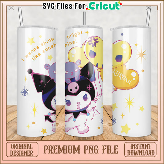 Sleepy kuromi tumbler png, cute characters png, kuromi hello kitty​ png