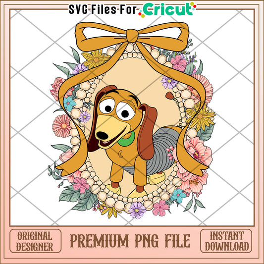 Slinky Dog PNG Floral Design