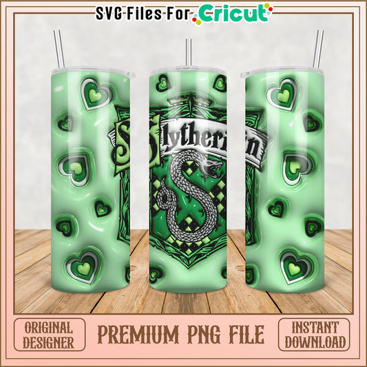 Slytherin Hearts Tumbler PNG