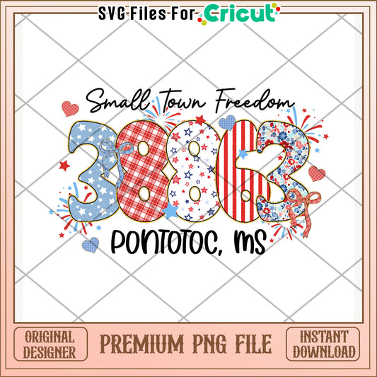 Small town freedom Pontotoc png, patriotic theme png, hometown pride png