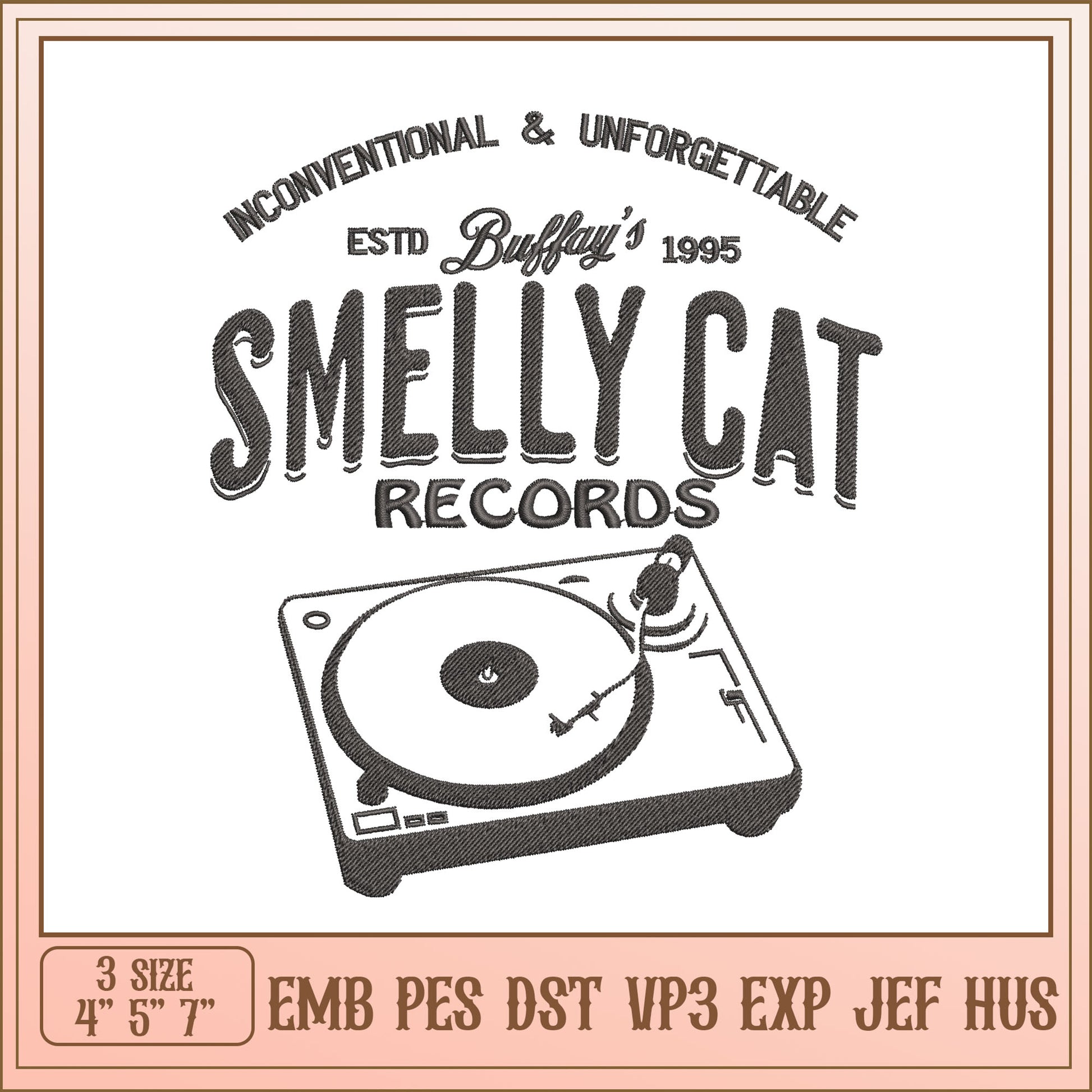 Smelly Cat Records Embroidery Design