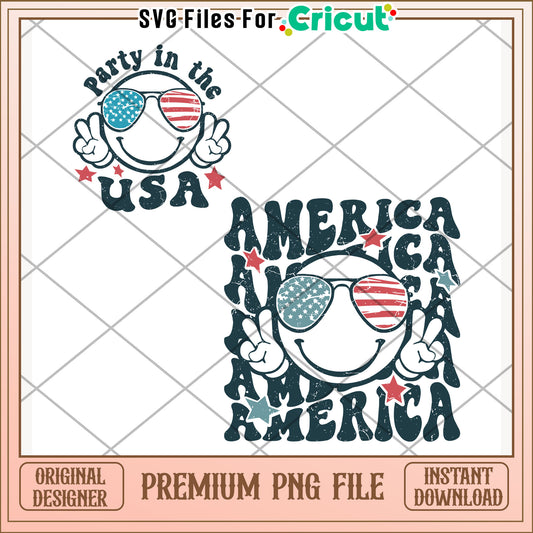 Smile icon party in the usa png, cheerful graphic png, fun celebration png