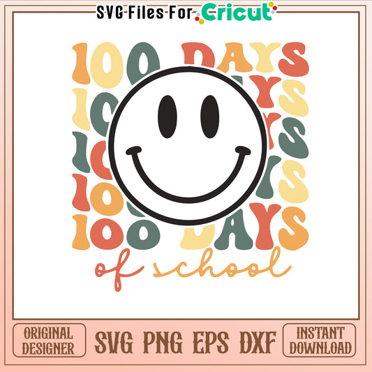 Smiley emoji 100th day of school svg, Senior 2022 svg