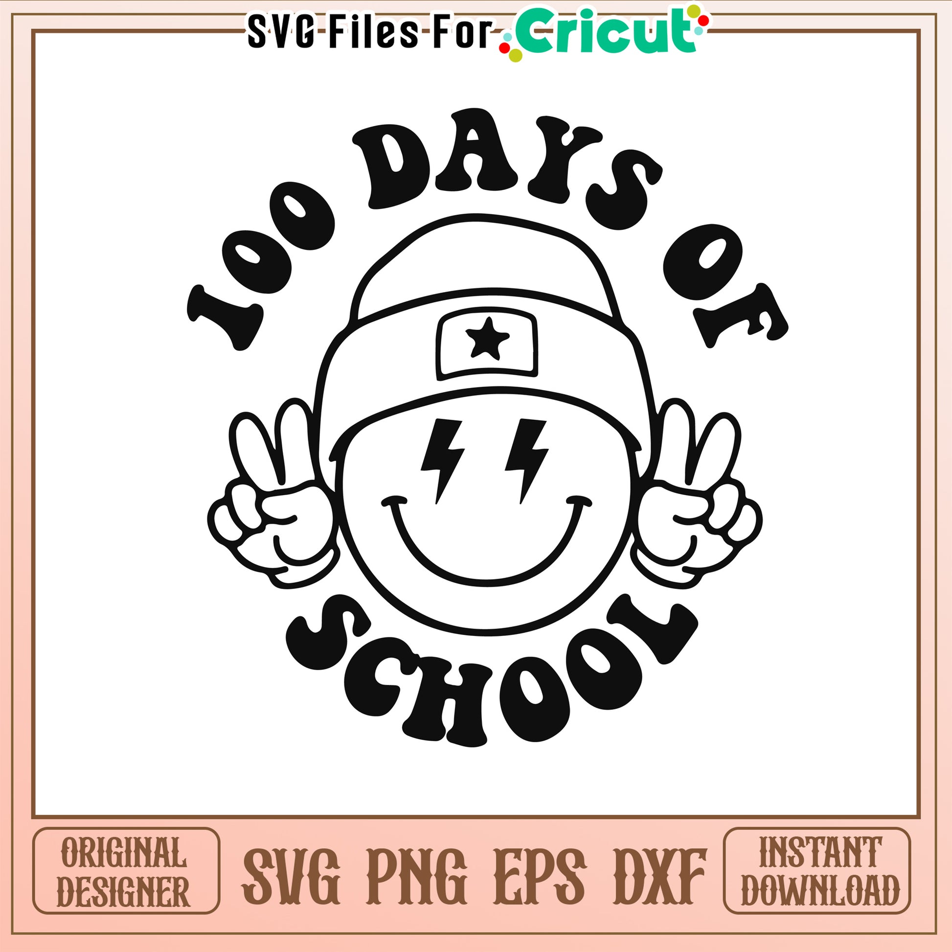 Smiley emoji 100th day of school svg, back to shcool svg