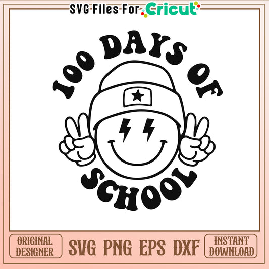 Smiley emoji 100th day of school svg, emoji svg, school svg