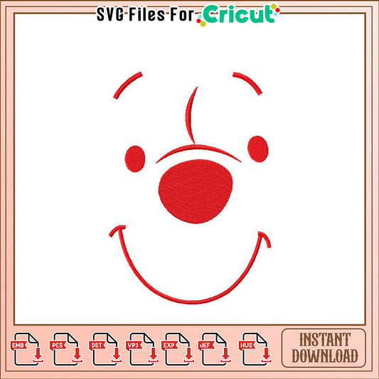 Smiling Face Embroidery Design Instant Download