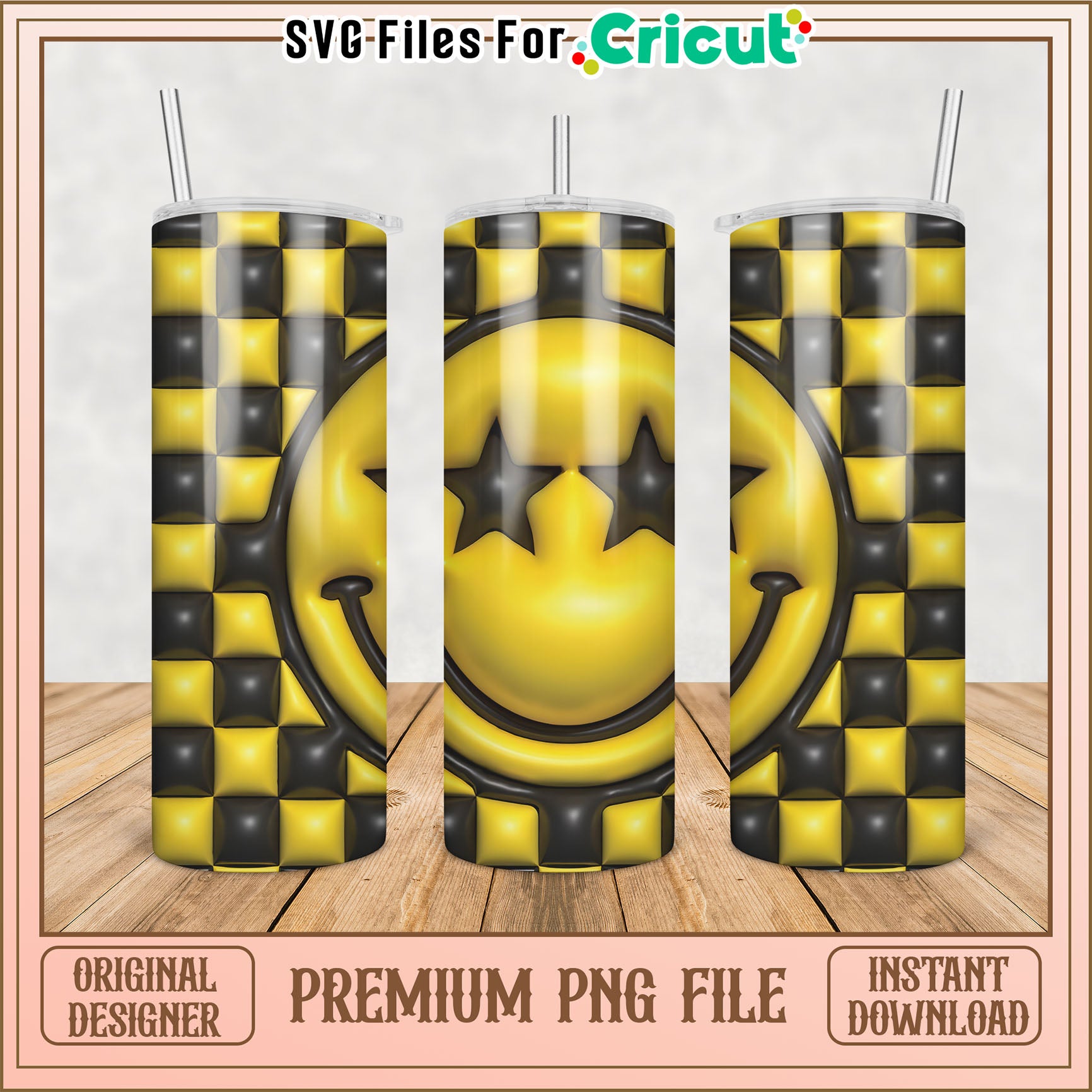 Smiling Face Tumbler PNG Design