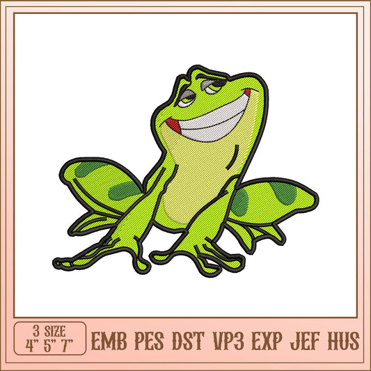 Smiling Frog Embroidery Design