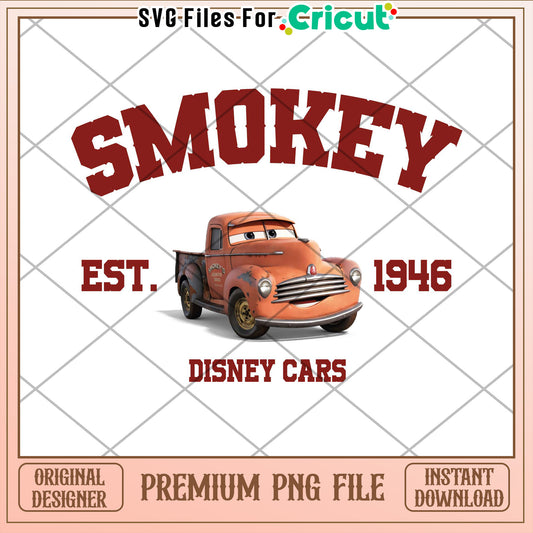 Smokey Disney Cars PNG Cricut File