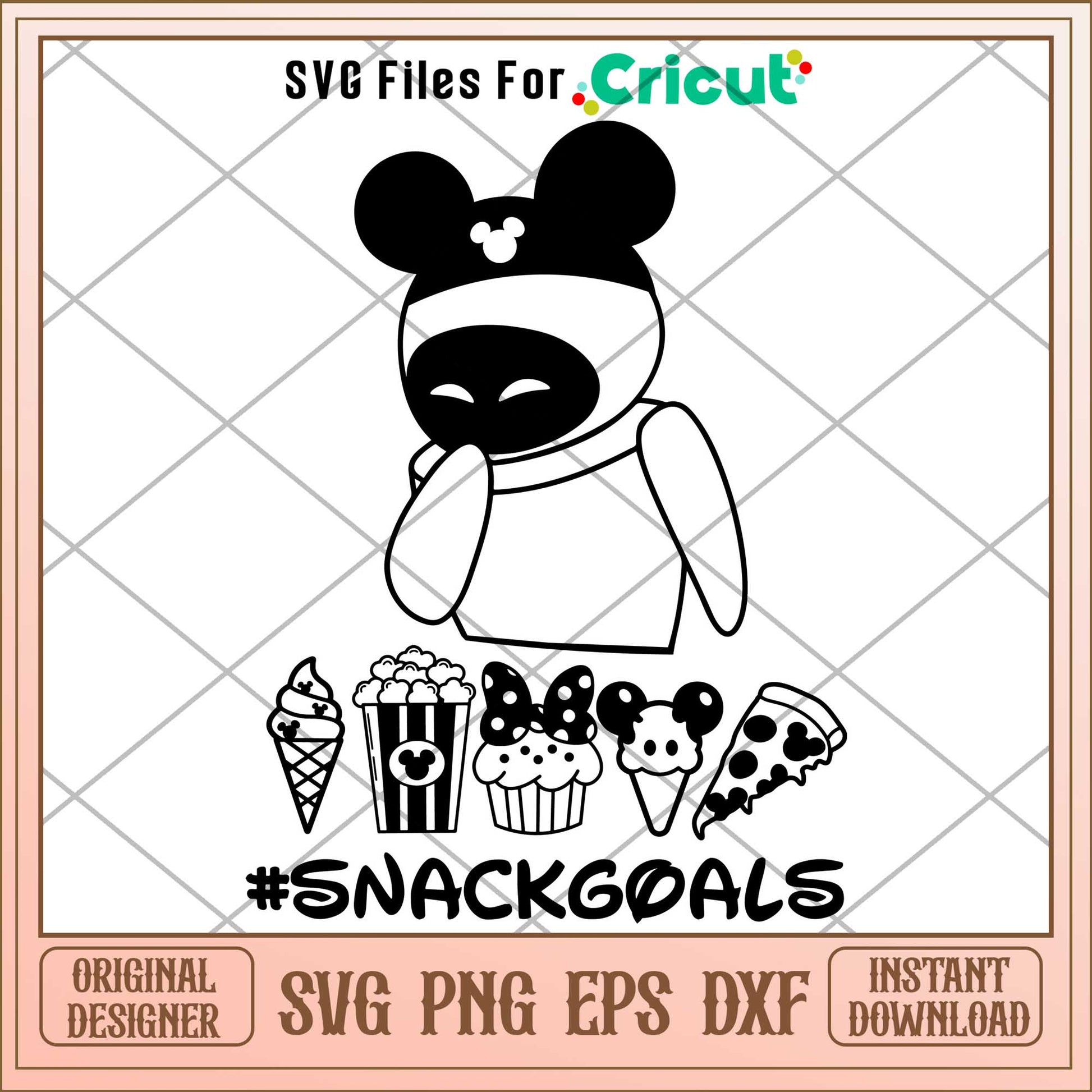 Snack Goals Walle Eve Mickey head black svg, walle svg, digital dowload