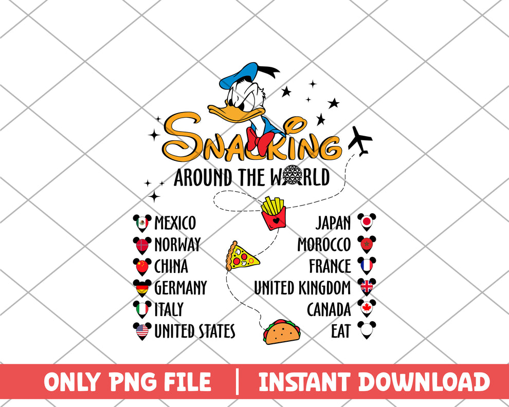 Donald Map Snacking around the world donald map disney png – svg files for cricut