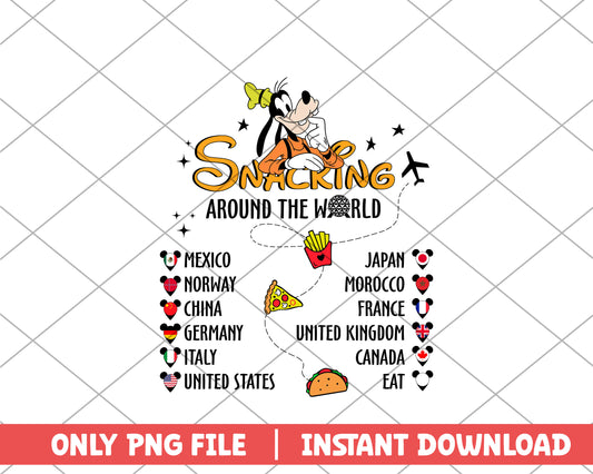 Snacking around the world goofy map disney png