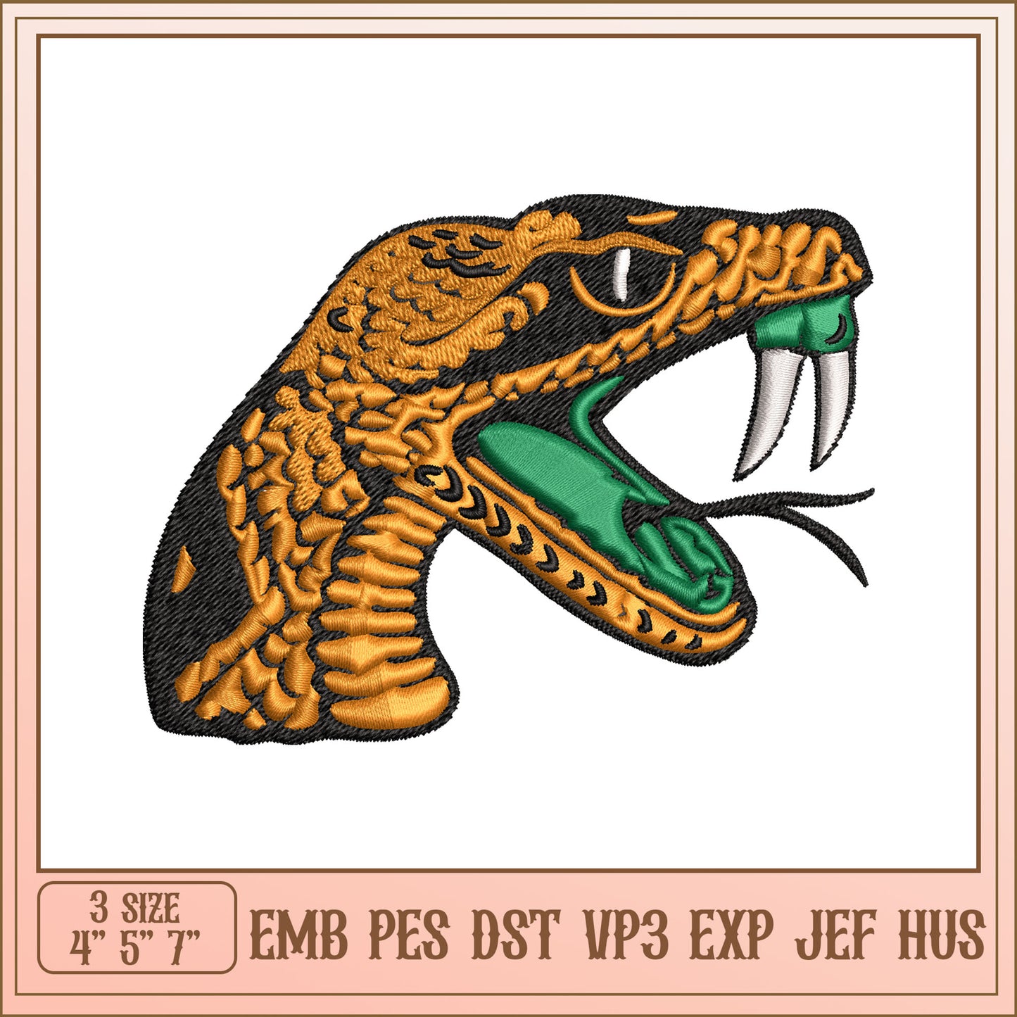 Snake Head Embroidery Design