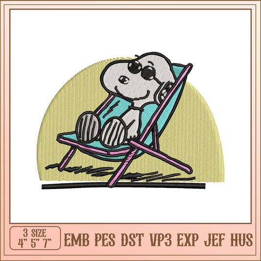 Snoopy Beach Chair Embroidery Design
