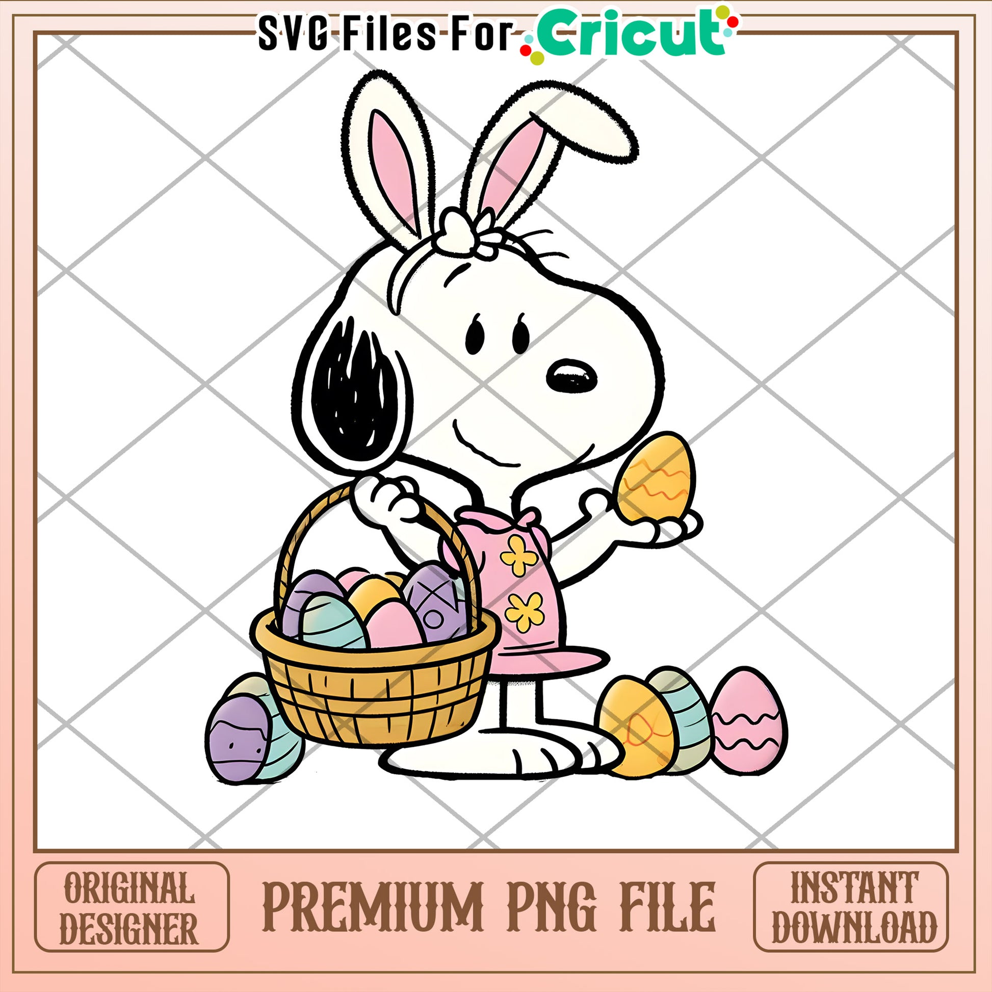 Snoopy Easter Bunny PNG - Instant Download