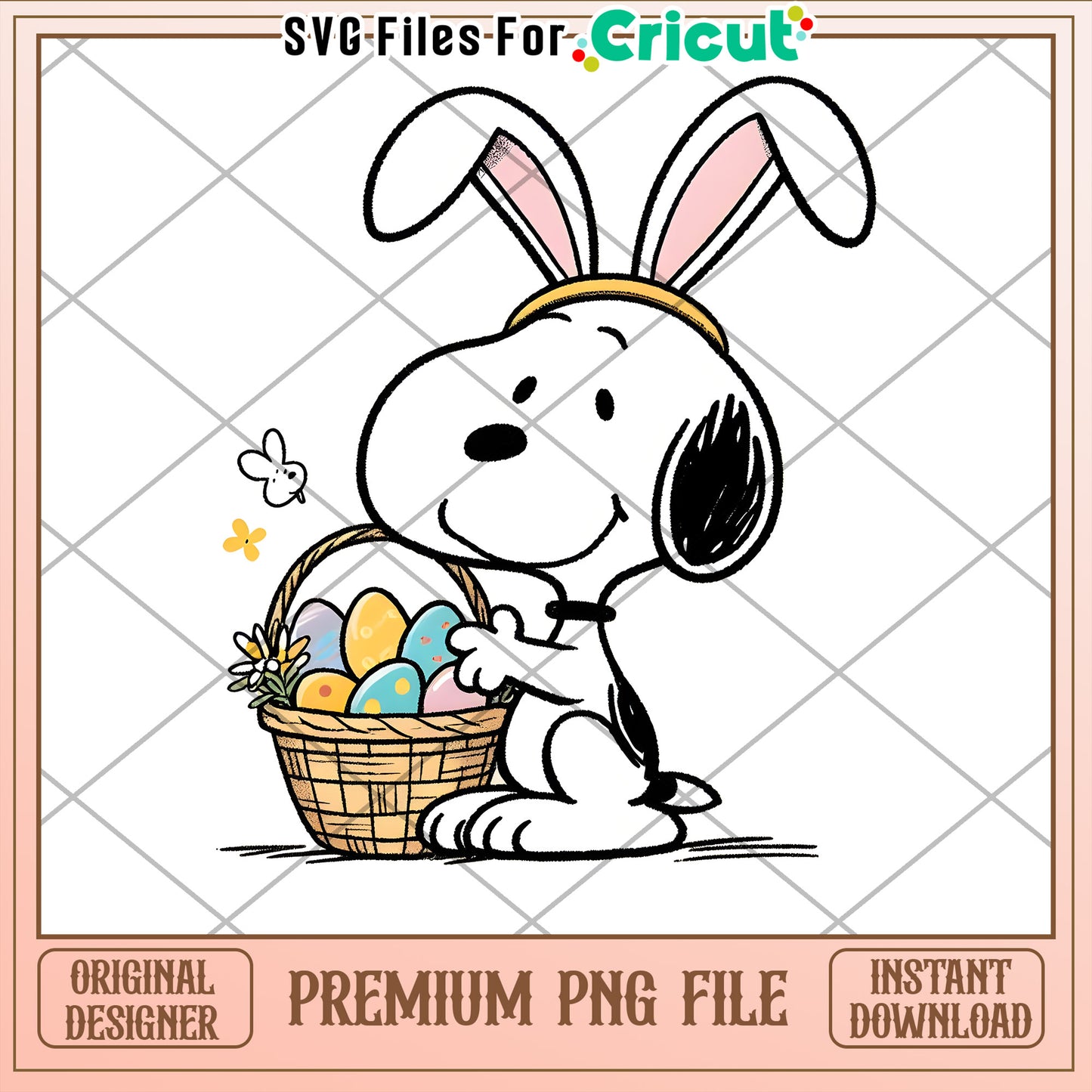 Snoopy Easter Bunny PNG Instant Download