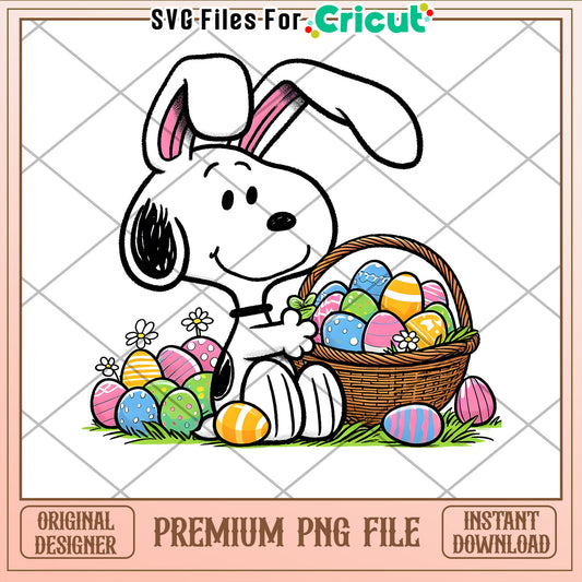 Snoopy Easter Bunny PNG, Instant Download