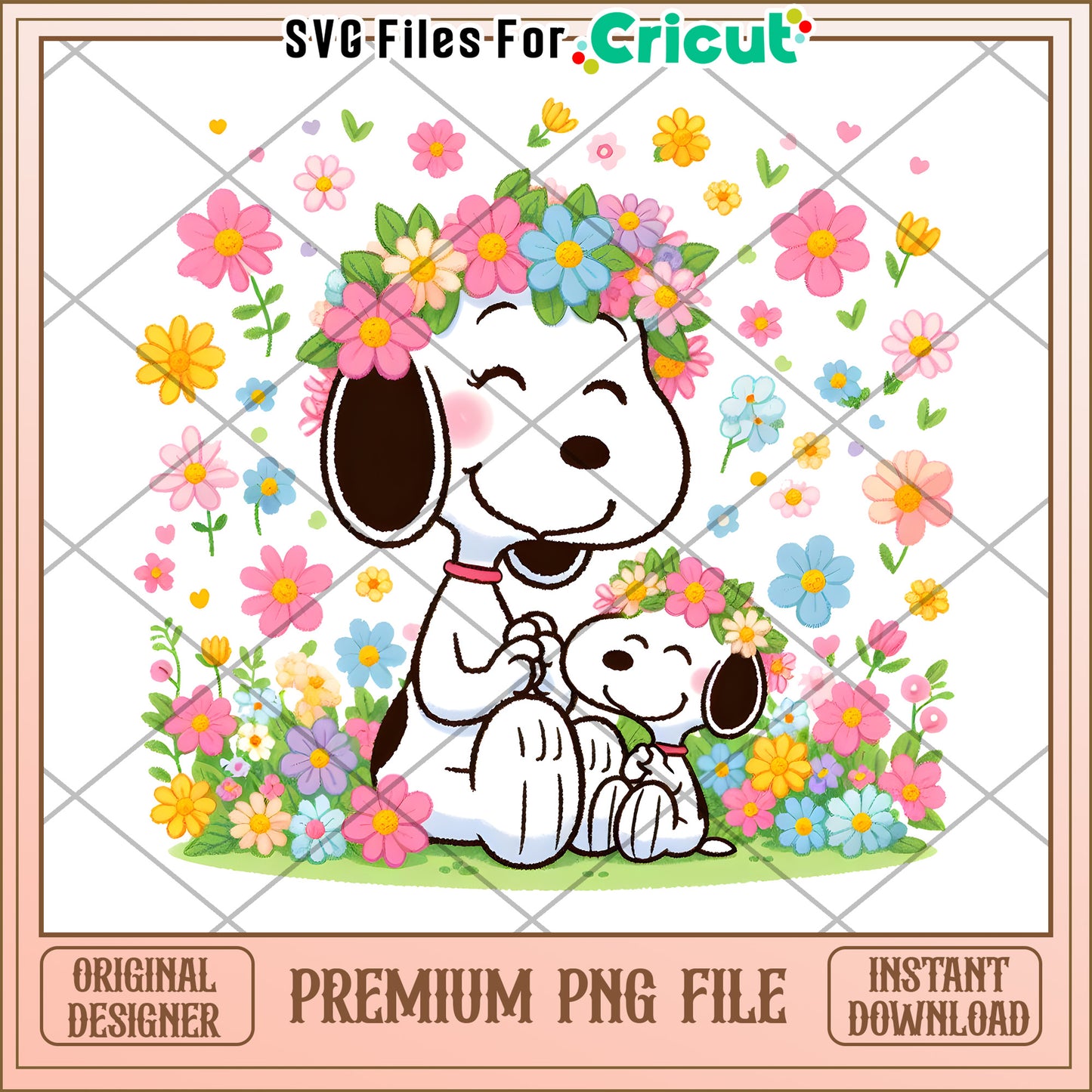 Snoopy Flowers PNG Instant Download