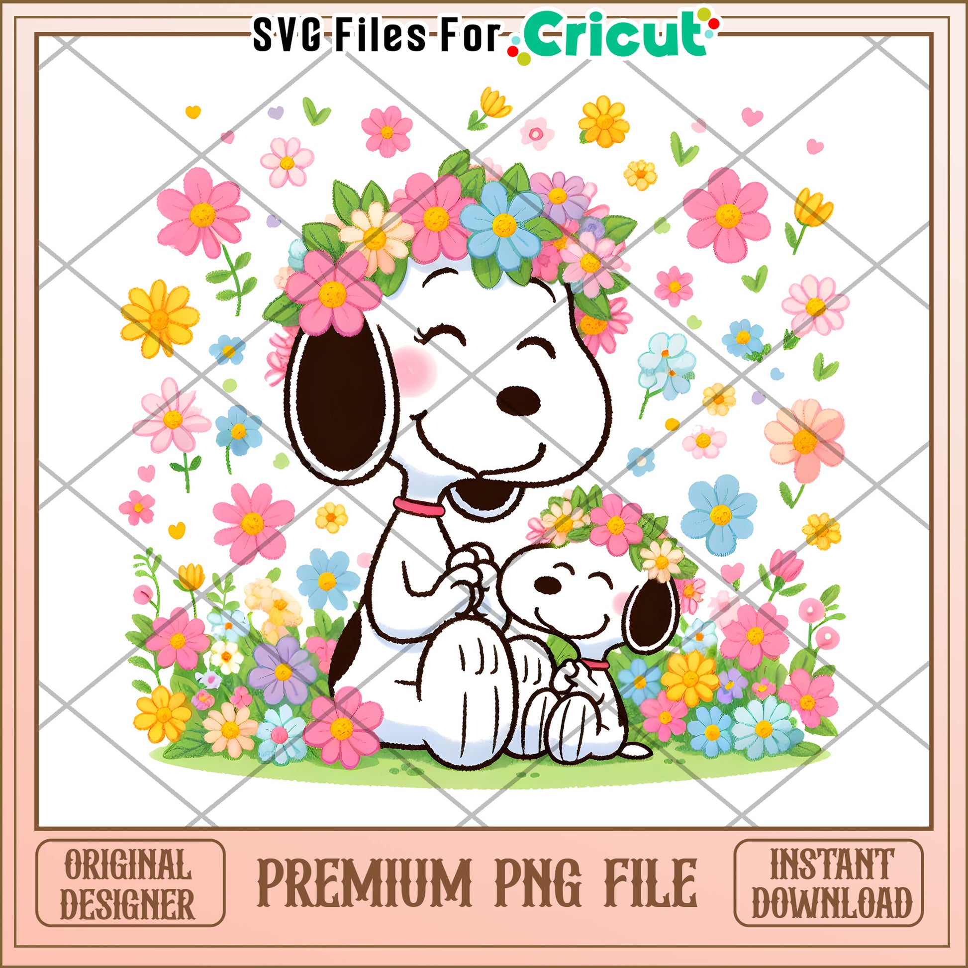 Snoopy Flowers PNG Instant Download