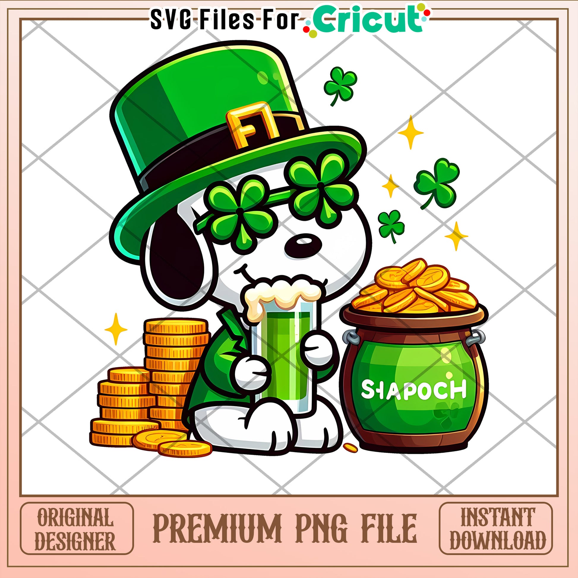 Snoopy St Patricks Day PNG Instant Download