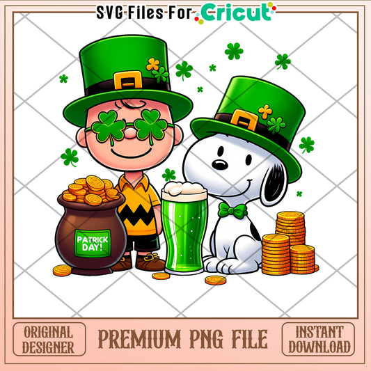 Snoopy & Charlie Brown St Patricks PNG