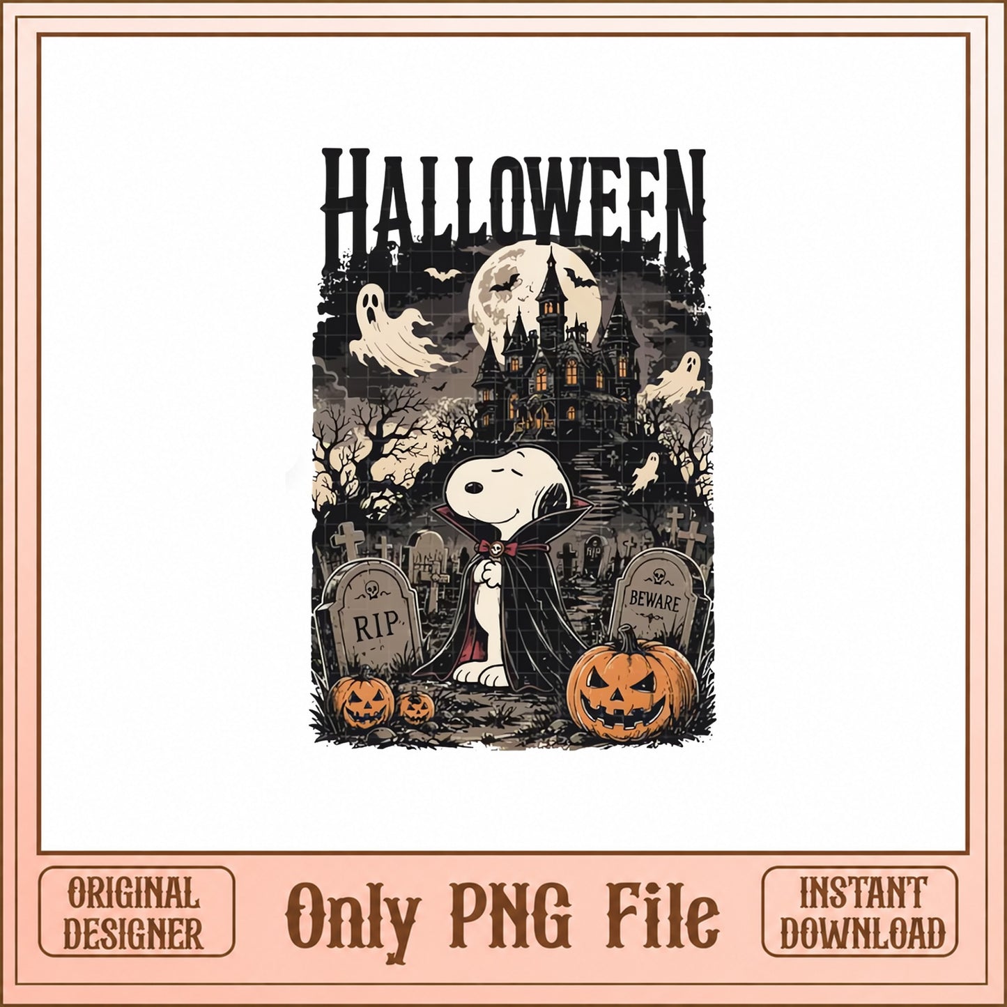 Snoopy Halloween PNG, Peanuts Spooky Design, Haunted House PNG