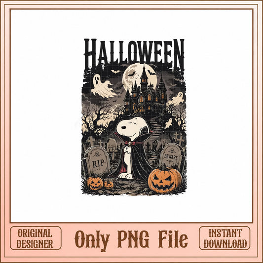 Snoopy Halloween PNG, Peanuts Spooky Design, Haunted House PNG