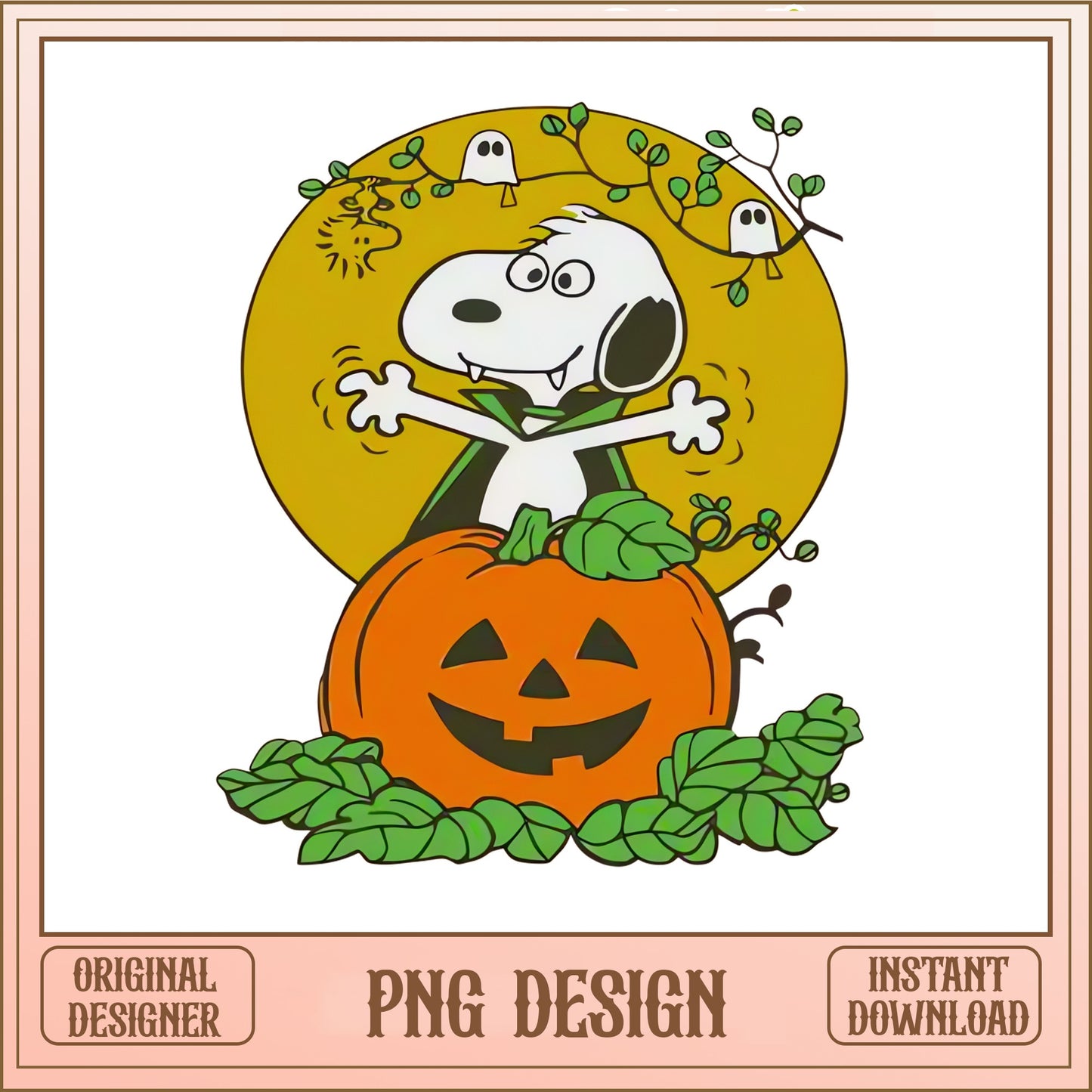 Snoopy Halloween PNG, Peanuts Vampire Pumpkin PNG, Halloween PNG