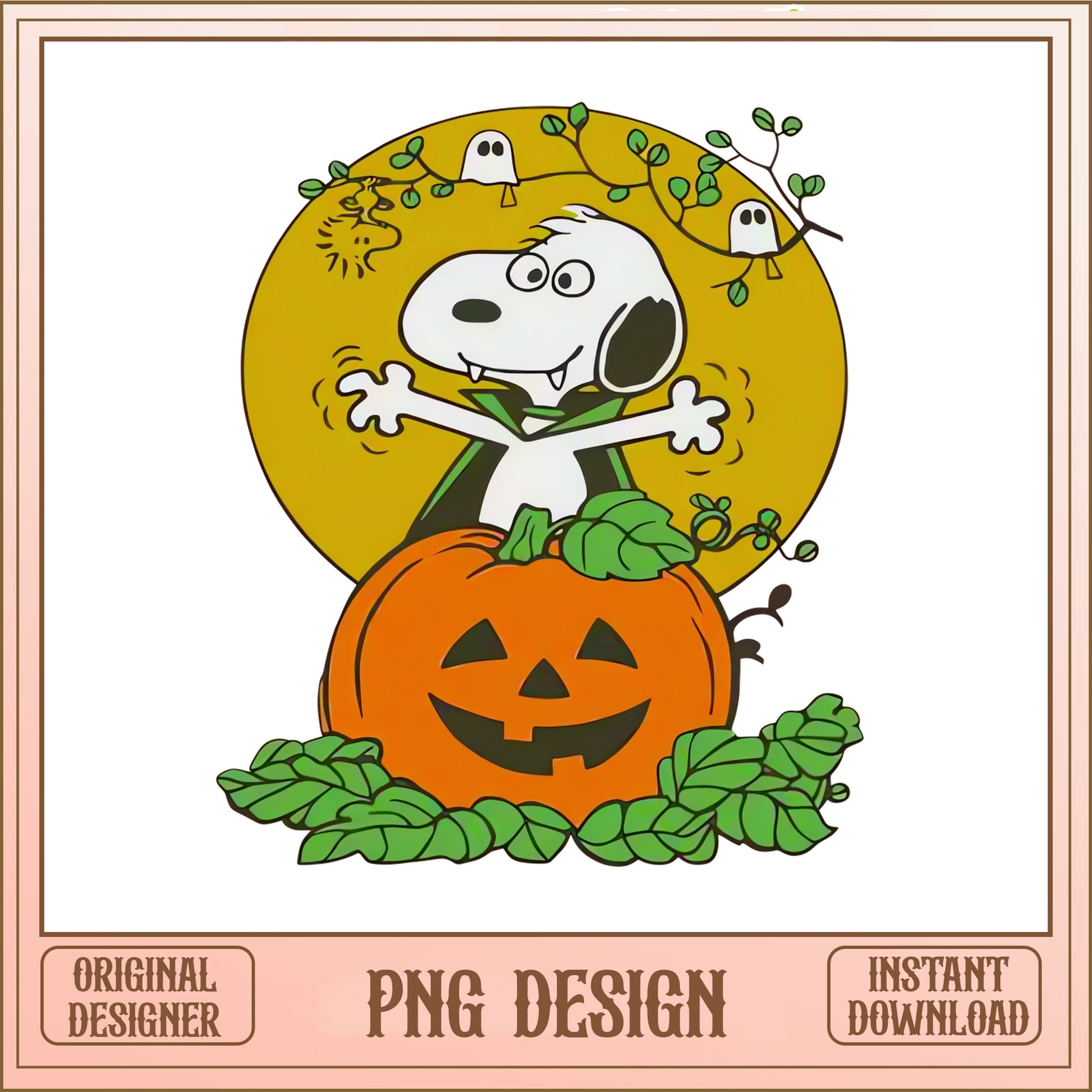 Snoopy Halloween PNG, Peanuts Vampire Pumpkin PNG, Halloween PNG