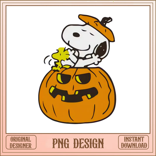 Snoopy Halloween Pumpkin PNG, Woodstock Halloween PNG, Peanuts PNG