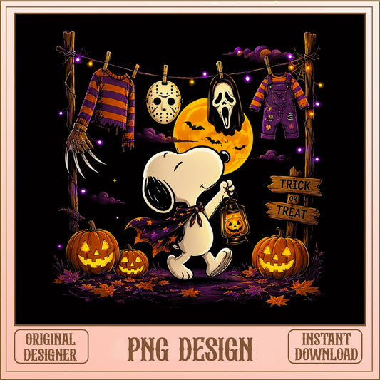 Snoopy Halloween Trick Or Treat PNG, Horror Movie PNG, Pumpkin PNG