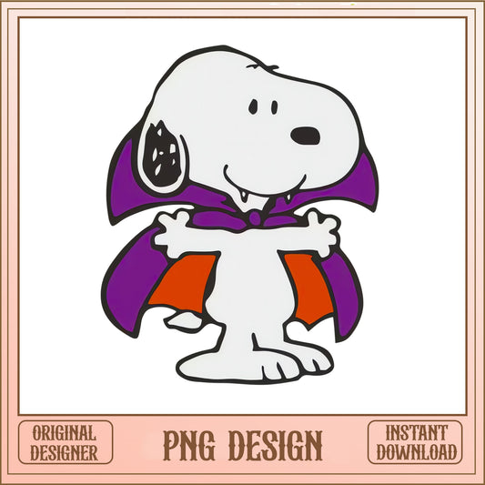 Snoopy Vampire Halloween PNG, Peanuts Halloween PNG, Spooky Dog PNG