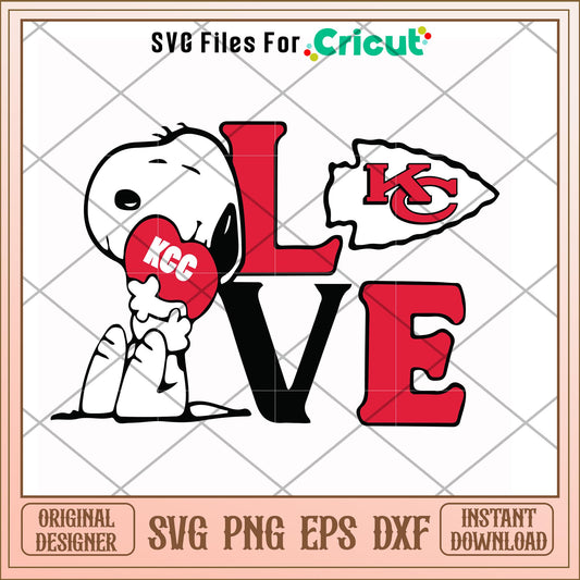 Snoopy love Kansas City Chiefs svg, snoopy svg, new nfl svg