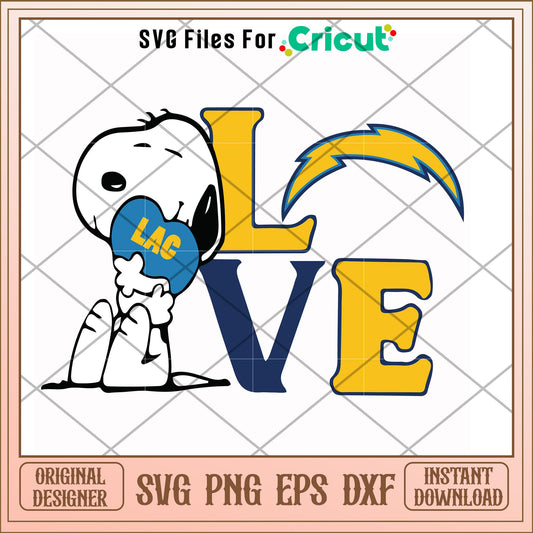 Snoopy love Los Angeles Chargers svg, snoopy svg, new nfl svg