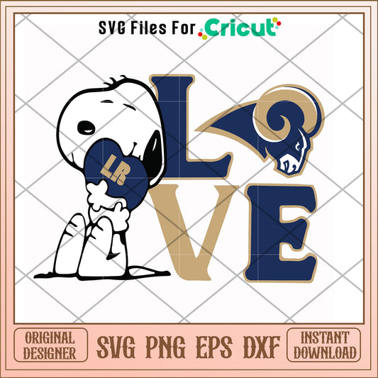 Snoopy love St. Louis Rams svg, snoopy svg, new nfl svg