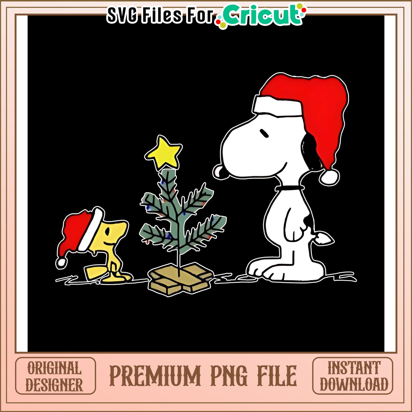 Snoopy and Woodstock Christmas PNG file for crafting projects, download now