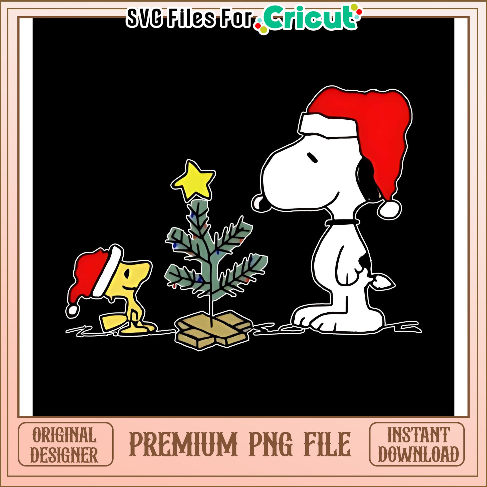 Snoopy and Woodstock Christmas PNG file for crafting projects, download now